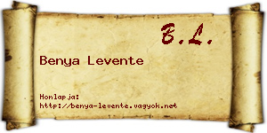 Benya Levente névjegykártya
